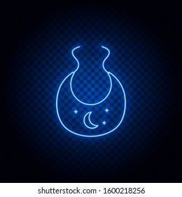 bib neon icon. Blue neon vector icon. Transparent background.