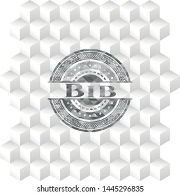 Bib realistic grey emblem with cube white background
