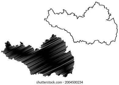 Biberach district (Federal Republic of Germany, rural district, Baden-Wurttemberg State) map vector illustration, scribble sketch Biberach map