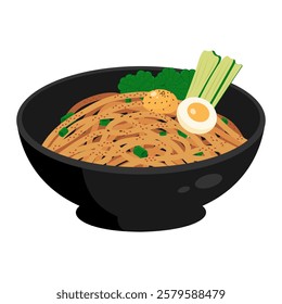 Bibim Naengmyeon Vector Art Featuring Cold Korean Noodles