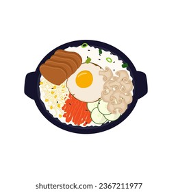 Bibimbap mit Ei- und Speckgrafik