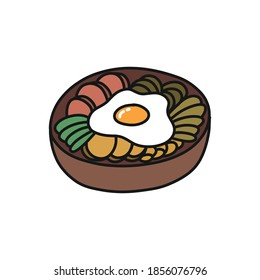bibimbap, korean dish doodle icon, vector illustration