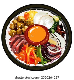 Bibimbap, Korean, Korean food, Korean Mixed Rice,
Rice, Vegetables, Beef, Egg, Gochujang,
Healthy, Korean Cuisine, Traditional, Kimchi,
Banchan, Cuisine