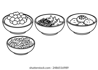 Bibimbap line art refined design drawing hand illustration