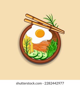 Ilustraciones De Dibujo De Mano Únicas De Bibimbap. Deliciosas Especias Corea Corea Cena Bowl Kimchi Vegetable Comida Restaurante Caliente Saludable Cocina Placa De Pollo Oriental Bibimbap Clip Art Vector