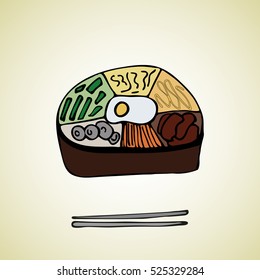 Bibimbap vector. Korean dish 