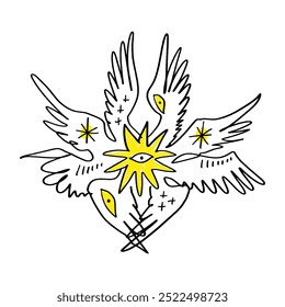 Bíblia exata anjo vetor ilustração clipart. Serafim desenhado à mão para tatuagem, adesivo e muito mais.