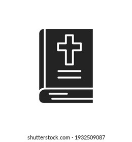 Bible black glyph icon. Vector illustration. Outline pictogram