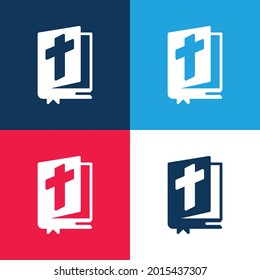 Bible blue and red four color minimal icon set