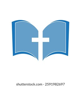 Bible book with church symbol logo vector flat design