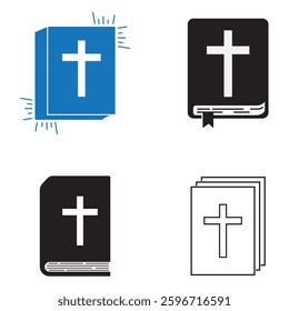 Bible book with church symbol logo vector flat design