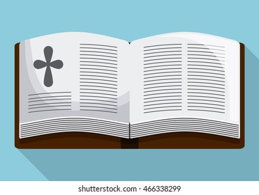 bible book cross icon. First communion concept. Flat and Colorful illustration. Vector graphic