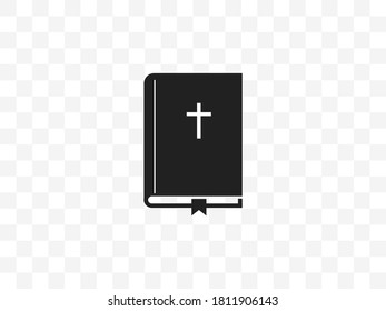 Bible, book, cross icon. Vector illustration, flat design.