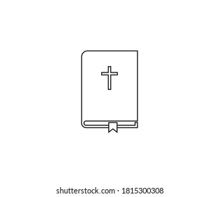 Bible, book, cross icon. Vector illustration, flat design.