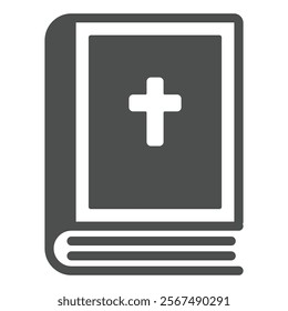 Bible book with cross solid icon, easter holiday concept. Vector graphics. Religion, book with Christian cross sign on white background, glyph style icon for mobile or web design