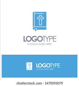 Bible, Book, Easter, Religion Blue Solid Logo with place for tagline. Vector Icon Template background