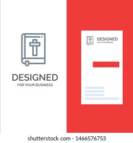 Bible, Book, Easter, Religion Grey Logo Design and Business Card Template. Vector Icon Template background