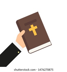 bible book in hand in flat style, vector