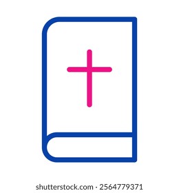 Bible book icon with cross. Concept of Christianity, faith, and religion.