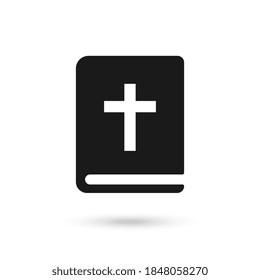 Bible book icon in flat style. Church faith vector flat design