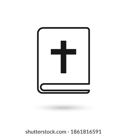 Bible book icon in flat style. Church faith vector flat design