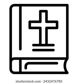 Bible book icon outline vector. Catholic church mass. Priest culture prayer