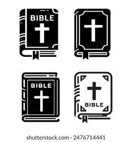 Icono del libro de la Biblia establecido en estilo de línea delgada, Ilustración vectorial
