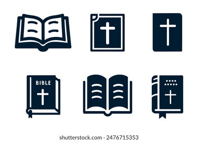 Bible book icon set in thin line style,Vector illustration