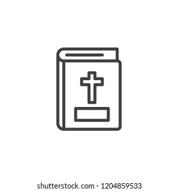 Bible book outline icon. linear style sign for mobile concept and web design. Holy bible simple line vector icon. Symbol, logo illustration. Pixel perfect vector graphics