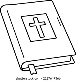 Bible book. Vector outline illustration.