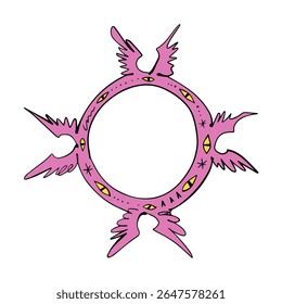 Bíblia cartoon rosa preciso anjo desenhado à mão doodle ilustração psicodélica com muitos olhos clipart isolado no fundo branco. Perfeito para impressão de tatuagem, adesivo ou camiseta e muito mais. Não tenha medo