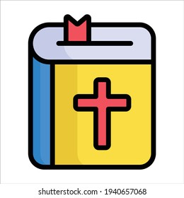 bible, catholic flat line icon 
