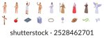 Bible character icons set. This isometric icon set represents characters and elements from famous biblical stories