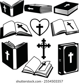 Bible Christianity Crucifix Book Icons