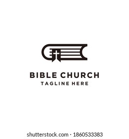 Bible Church Cross And Book Logo Design Icon Vector