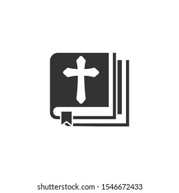 Bible Church with Religion Cross Icon vector sign isolated for graphic and web design. Bible Church symbol template color editable on white background.