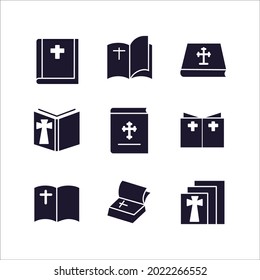 Bible Church with Religion Cross icon set. Bible Church with Religion Cross pack symbol vector elements for infographic web