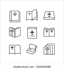 Bible Church with Religion Cross icon set. Bible Church with Religion Cross pack symbol vector elements for infographic web