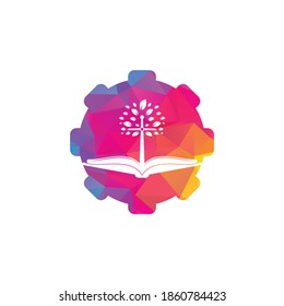 Bible church tree gear shape concept logo design. Bible Cross Tree Church Logo Design