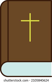 Bible With Cross Filled Outline Icon Vector