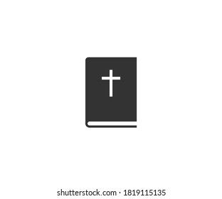 Bible, cross icon. Vector, flat design.