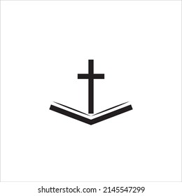 bible and cross icon vector illustration symbol