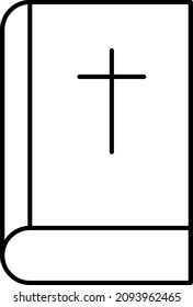 Bible With Cross Outline Icon Vector