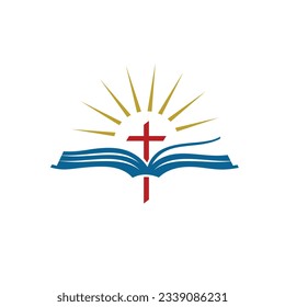 Biblia con luz cruzada y solar. Diseño del logotipo de la iglesia