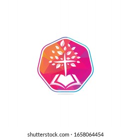 Bible Cross Tree Church Logo Design. Bible church logo	