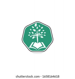 Bible Cross Tree Church Logo Design. Bible church logo	