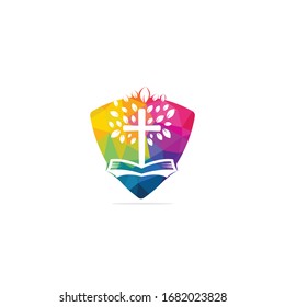 Bible Cross Tree Church Logo Design.
