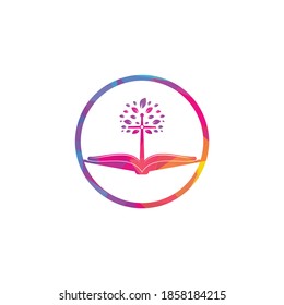 Bible Cross Tree Church Logo Design. Bible church logo