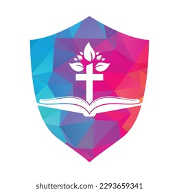 Bibelkreuz-Logo-Design. Christian Church Baum Cross Vektor Template Design.
