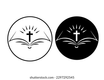 bible and cross vector and illustration for logo icon object element decoration communion 